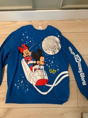Disney Bright Blue Crewneck Sweatshirt with Printed Tag